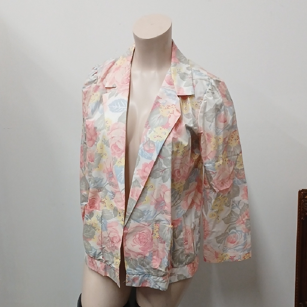 Vintage Lightweight Spring Floral Blazer / Size 20
